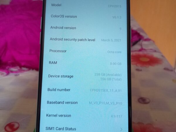 Mobile phone Oppo A31 Ram Rom 8/256 (Used) for sale at Kamarpara Dhaka Stun in Rangpur.