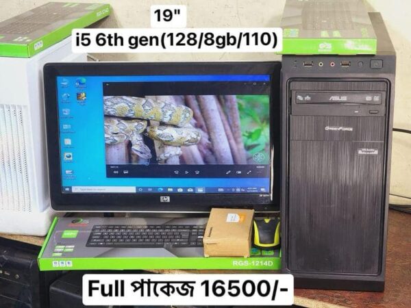 19″ monitor core i5 6th gen (128/8gb/110) full Computer set sale in Pallavi Dhaka 1216