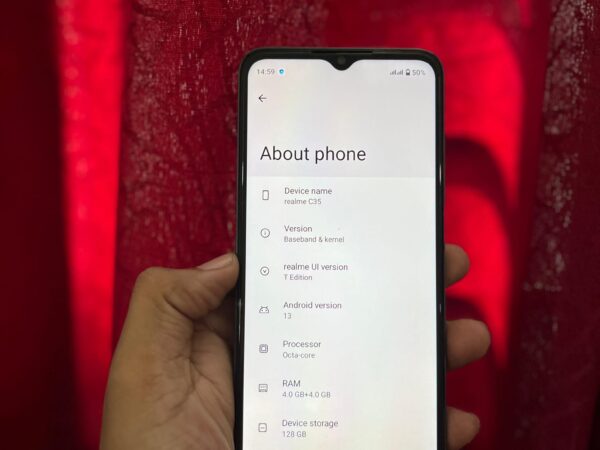 Realme c35 Ram:4GB+4GB Rom-128GB Used Mobile Phone Sale at Natullabad In Barisal.