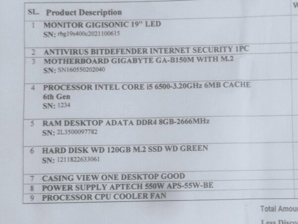 Intel core i5-6500-3.20 GH2 Gigabyte GA-B150 M মডেলের ডেস্কটপ টি বিক্রি করা হবে মিরপুর,ঢাকা।