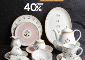 Add a touch of beauty to your table with the elegant Flora 42-piece dinner set, now at 40% off