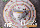 Add a touch of beauty to your table with the elegant Flora 42-piece dinner set, now at 40% off