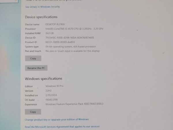 Intel Core(TM) i5 3.20 GHz RAM 16GB Modal Used PC Sale In Kaunia, Baileybridge, Rangpur.