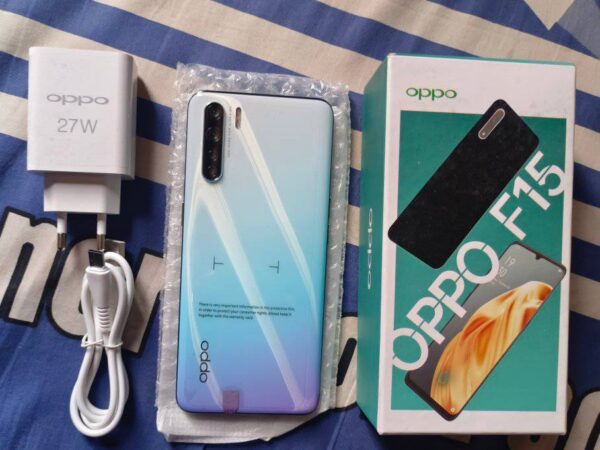 OPPO F15 Sky Blue Ram8Gb Rom256Gb Modal Used Mobile phone Sale In Rajshahi.