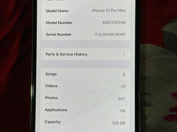 iPhone 12 Pro max 128 GB Silver Modal Used For Sale In Kalitola, Dinajpur.