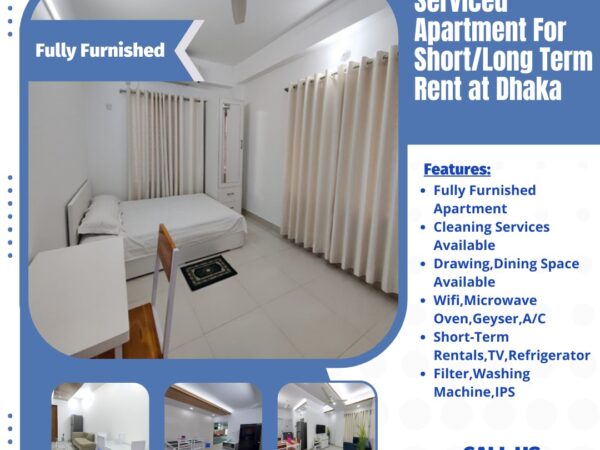 Rent Fully Furnished 3-Bedroom Apartment in Dhaka