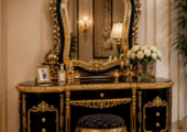 MAHASIR HOME DECOR  Luxury Bed, Elegant Dressing Table, Premium Almirah & Matching